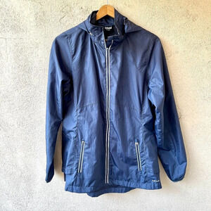 Hind Women's Lightweight Full Zip Windbreaker Rain Jacket with Hood Blue Large